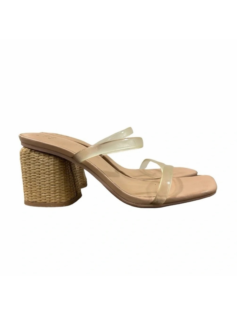 A new day Women's Nude Clear-Strap Block Heel Sandals